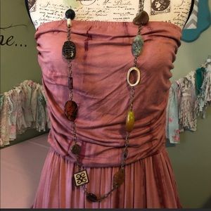 Necklace w natural stones & antique brass hardware